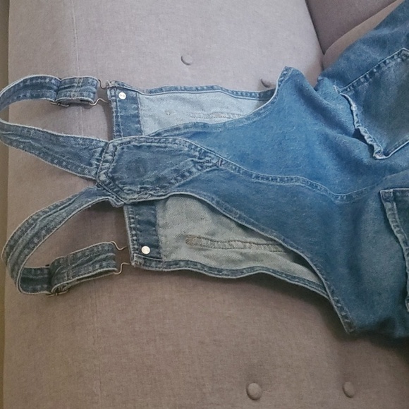GAP Overalls Shorts Girls Size Xxl Unisex Youth Frayed-hem Blue Jean Shorts - Picture 7 of 9